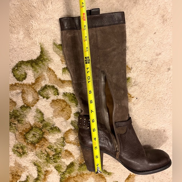 Suede & Leather tall boots (mocha colour) - Picture 4 of 7